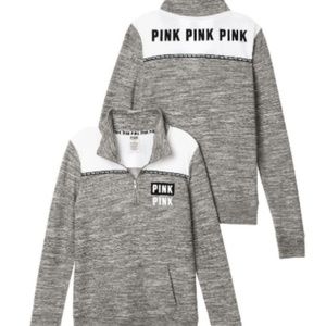 Victoria's Secret PINK B&W Quarter Zip Jacket Grey